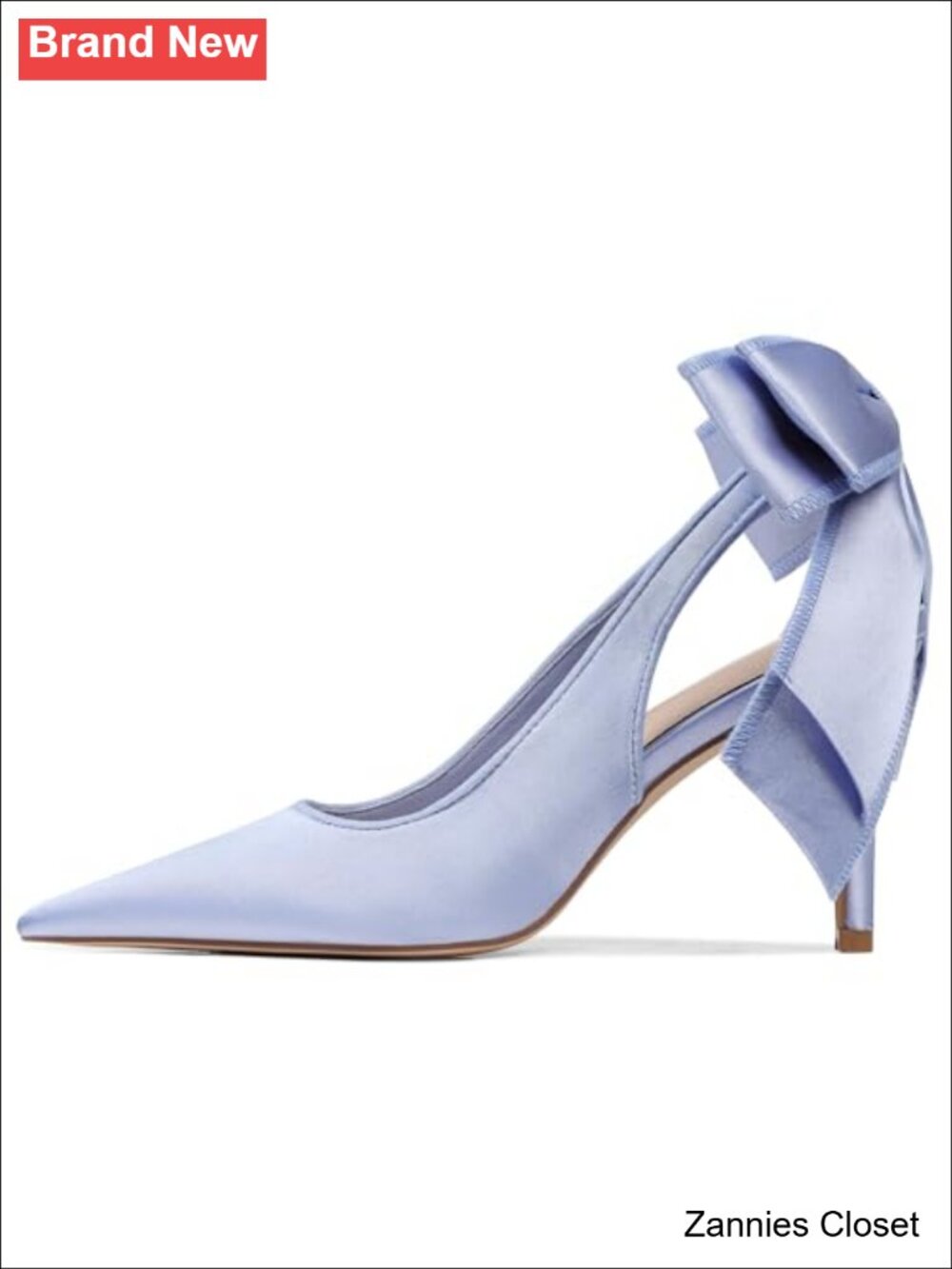 ✨ Slingback Heels Wedding Pump Pointed Closed Toe Bow Satin Formal